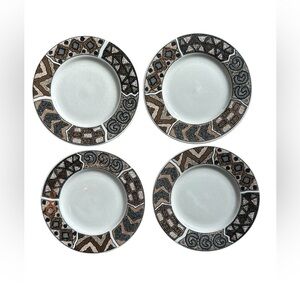 Set 4 Majesticware By Sakura Stoneware Crete Dessert Plates Sue Zipkin 1996 6.5"
